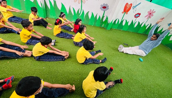 Yoga classes for preschoolers at Little Red Hen Kothanur Thanisandra